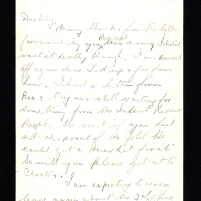 Letter from Ian Wynn to his wife