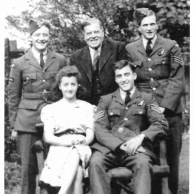 Three airmen including Alan Morgan, a man and a woman