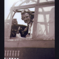 Airman in Lancaster cockpit