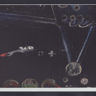 Painting of a Fw 190 through bomber canopy