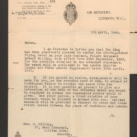 Letter to Mrs E Milling from M T Derbyshire