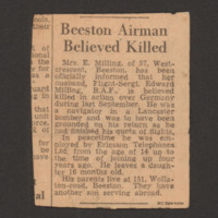 Beeston airman believed killed