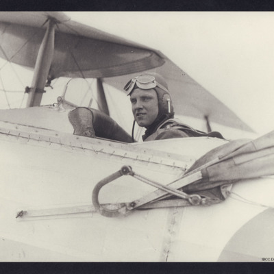 John Turner in cockpit of an Avro 504N
