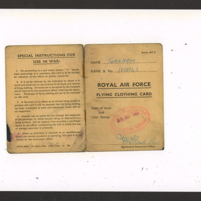 Ken Turnham&#039;s original Flying Clothing card