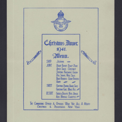 Christmas dinner menu 1941