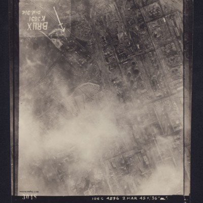 Reconnaissance photograph, post bombing, of Brux industrial plant, Czechoslavakia 