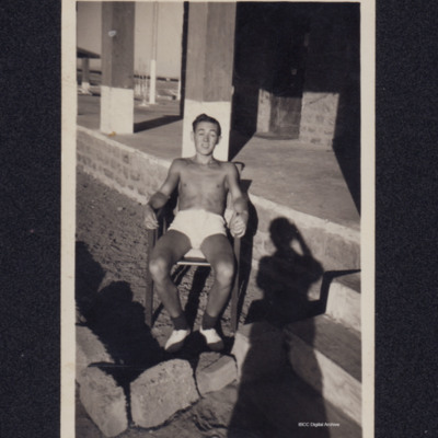 Bert Allen sunbathing at Mauripur