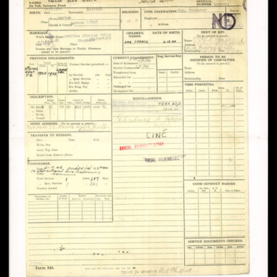 John Joseph Parker&#039;s Service Record
