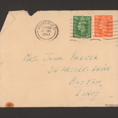 Letter from John Joseph Parker to his wife