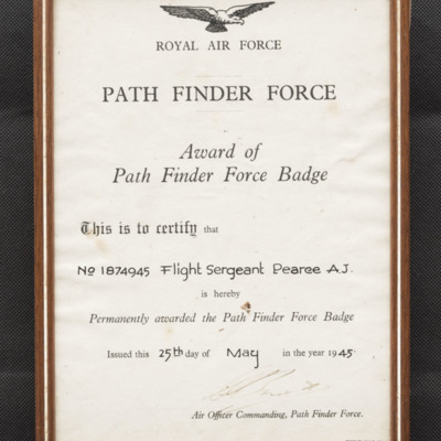 Arthur Pearce award of Pathfinder force badge