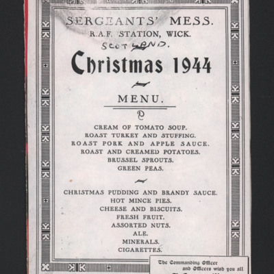 Christmas 1944 Menu