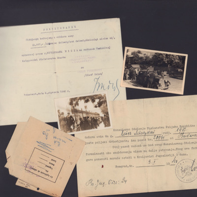 Receipts from Bucharest and Belgrade Embassies and photos from Mieczysław Stachiewicz&#039;s travels