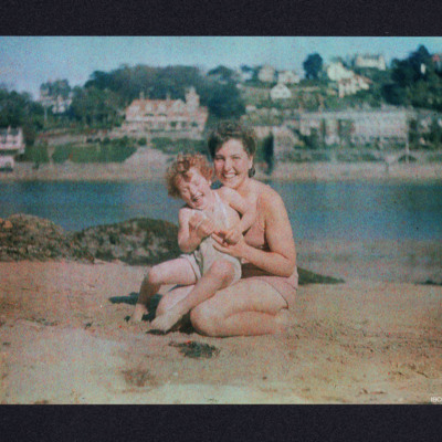 Ursula and Frances Valentine on a beach