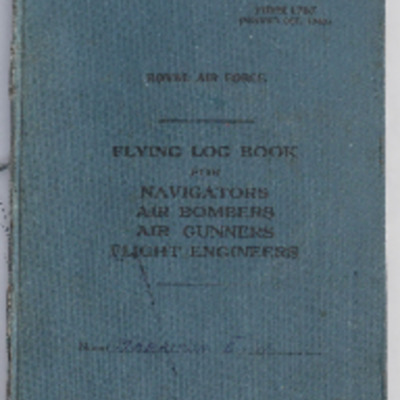 Eric Harrison’s RAF flying log book for navigators, air bombers, air gunners and flight engineers