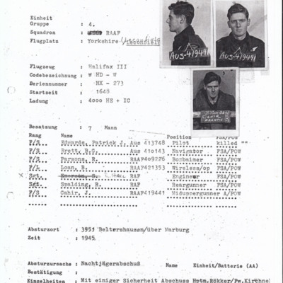 Jim Cahir&#039;s Prisoner of War Identity card