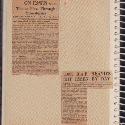 Newspaper Cuttings  about operations to Germany