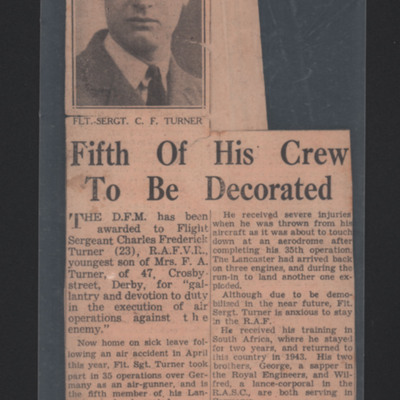 Fifth of His Crew to be Decorated
