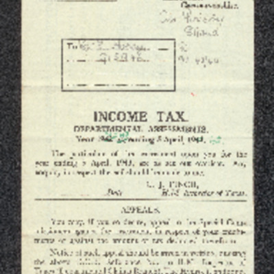 Fred Honey&#039;s Income Tax Assessments