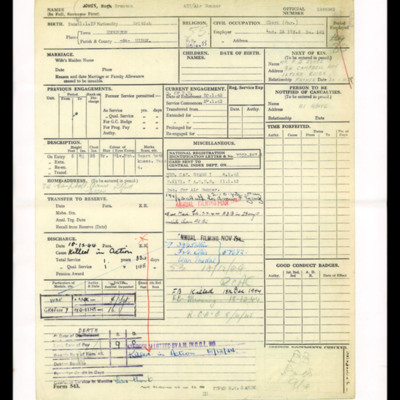 Hugh Jones Service Record
