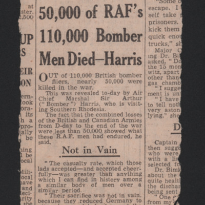 50,000 of RAF&#039;s 110,000 Bomber men Died - Harris