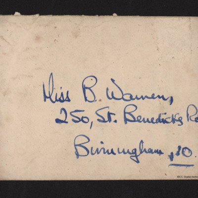 Letter to Miss B Warren from George Warren