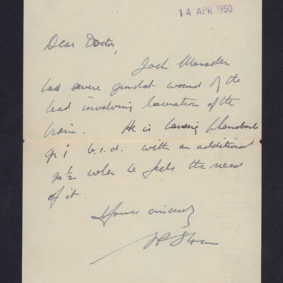 Letter to Jack Marsden&#039;s Doctor