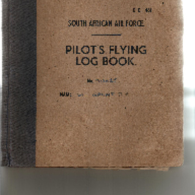 P H Gaunt’s pilots South African Air Force flying log book. One