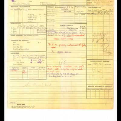 Kenneth Saw&#039;s RAF personnel documents