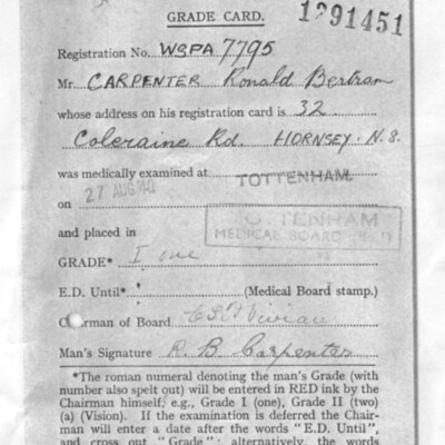 Ronald Carpenter&#039;s Medical Grade card