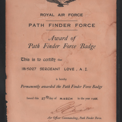 Sergeant Ikey Love&#039;s Path Finder Badge Award