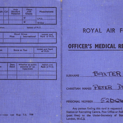 Peter Baxter&#039;s Medical Record Card
