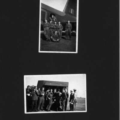 Seven Airmen and queue for a NAAFI van