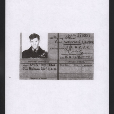 Fred Weston&#039;s Identity Card