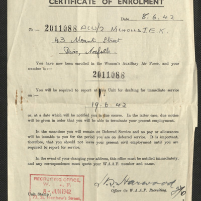 Certificate of enrolment