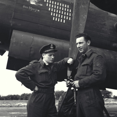 Two Airmen and a Lancaster