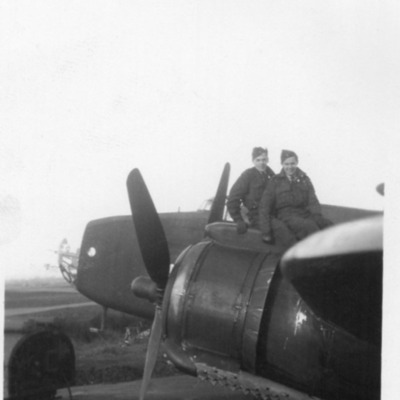 Two Airmen and a Halifax