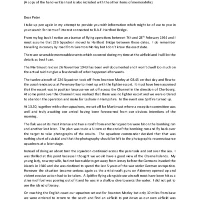 Letter from Basil Harrington to Peter Jenner of 2nd TAF medium bomber association 