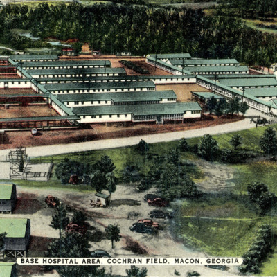 Postcard of Cochran Field base hospital area