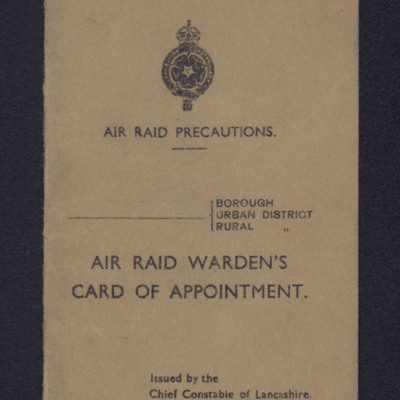 Irene Green&#039;s air raid warden&#039;s card of appointment