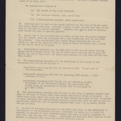 War damage act 1943 (part 2). Private chattels scheme