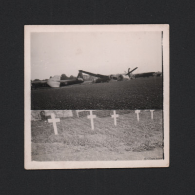 Three Horsa Gliders and a row of Graves