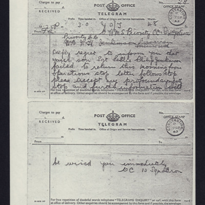Telegram to Philip Jenkinson&#039;s parents