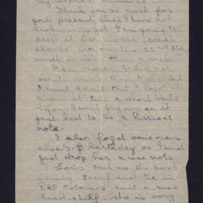 Part of letter from Peter Jenkinson to his mother