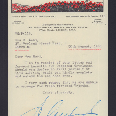 Letter from British Legion