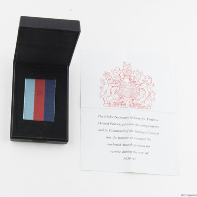 Ray Well&#039;s Award Letter and Ribbon
