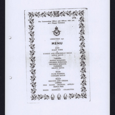 Christmas menu 1941