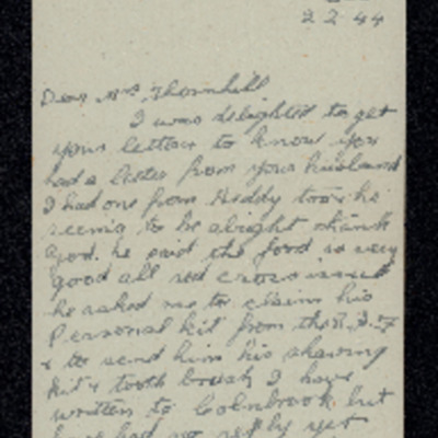 Letter to Connie Thornhill from B Parrott