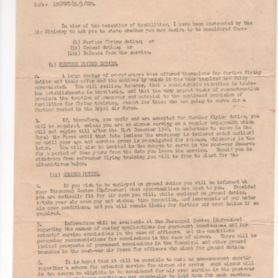 Letter to Allan Smith from Commanding Officer