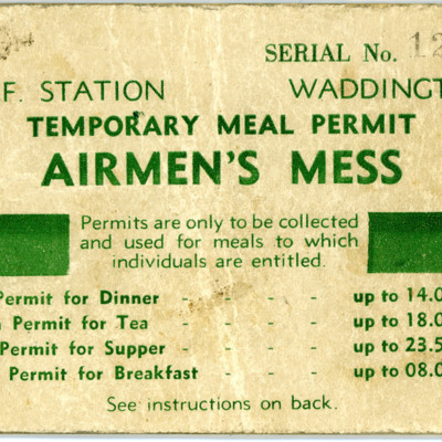 RAF Waddington Temporary Meal Permit