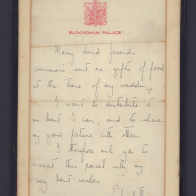 Letter from Princess Elizabeth
